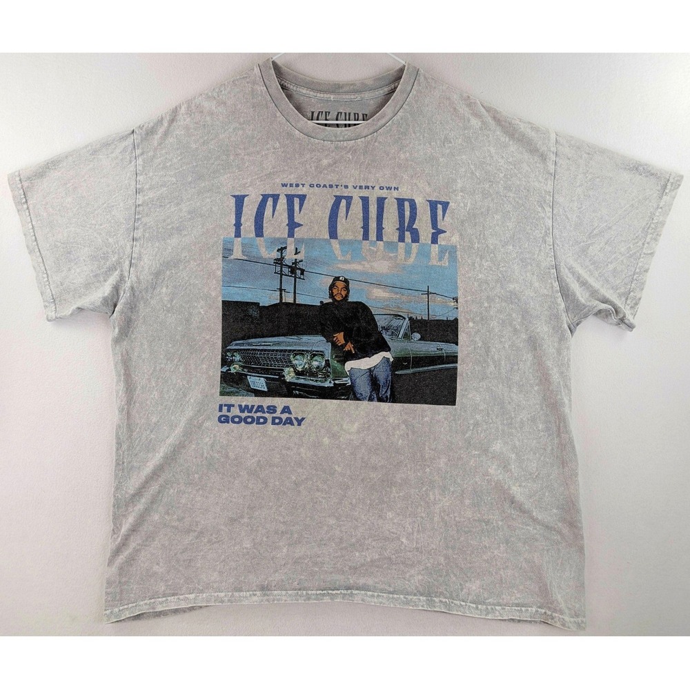 Ice Cube It Was A Good Day T-Shirt Men's XL Gray Acid Wash Hip Hop Rap Tee